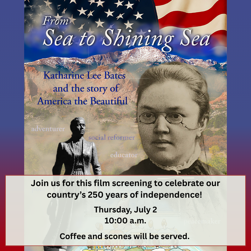 Join us for a screening to celebrate our country’s 250 years of independence! Thursday, July 2 1000 a.m. Coffee and scones will be served. (800 x 800 px)